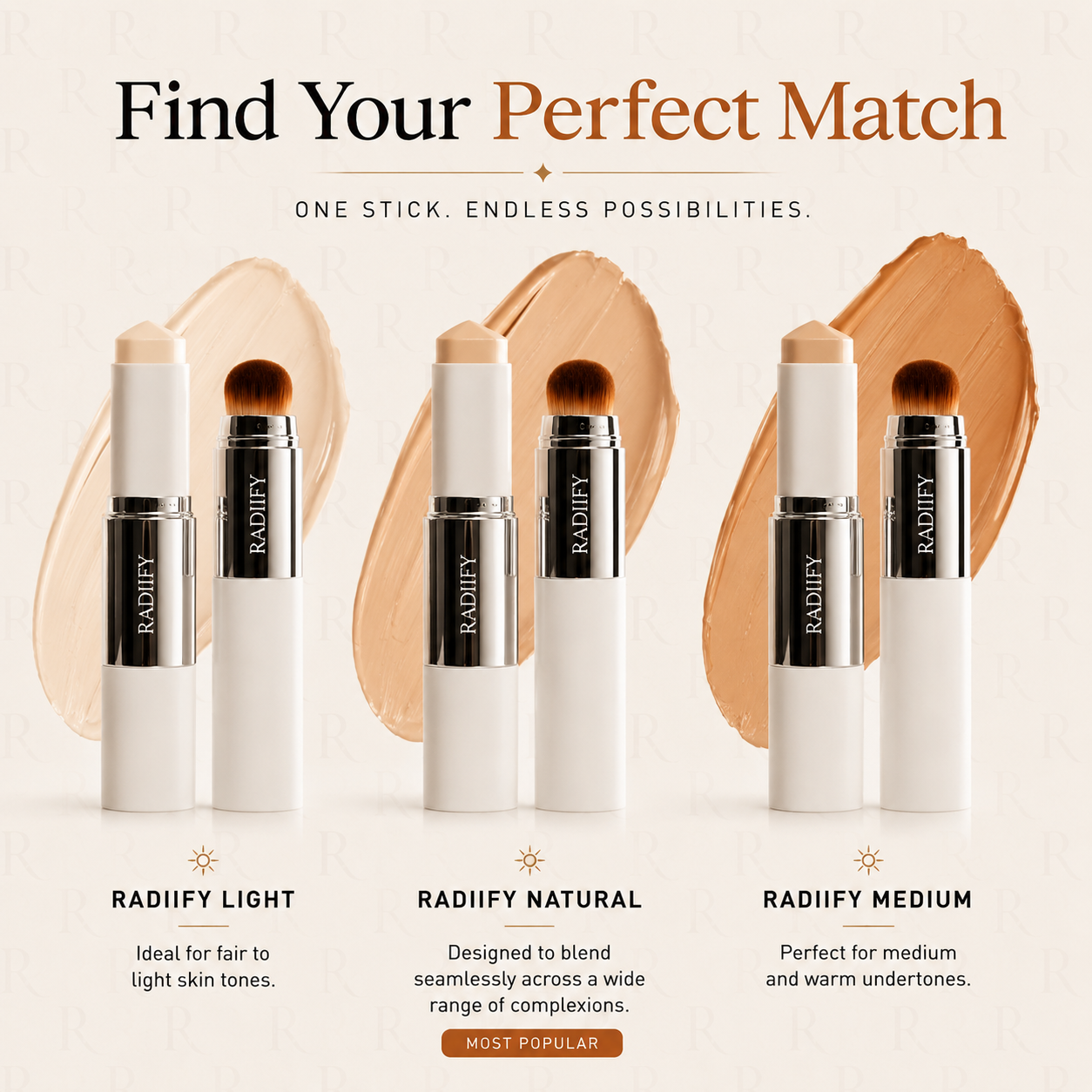 Radiify™ color changing foundation stick